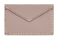 Rockstud Envelope Clutch, Leather, Beige, MII, DB, 3*